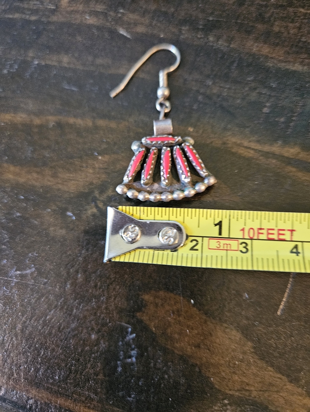 Reserved. ..Vintage Zuni Reversible Coral/Turquoise Earrings - Picture 7 of 10